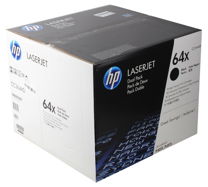 Картридж HP CC364XD 64X оригинальный чёрный для принтеров HP LASERJET P4015 | HP LASERJET P4515