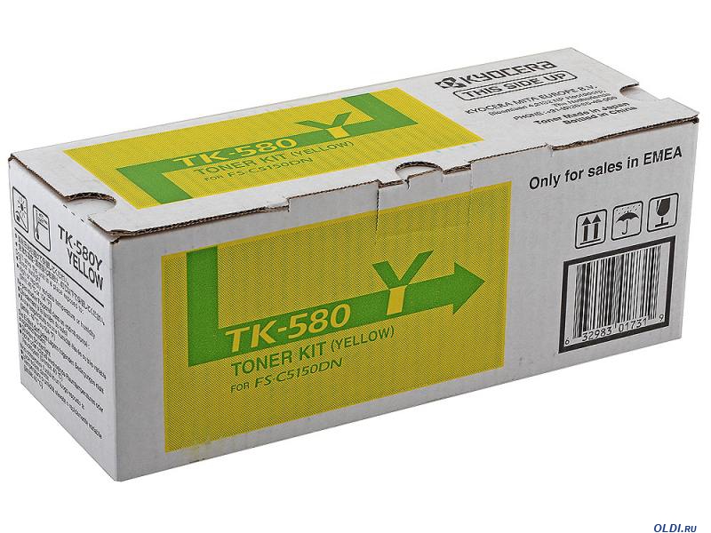Картридж Kyocera 1T02KTANL0 TK-580Y оригинальный желтый для принтеров Kyocera FS-C5150DN | Kyocera ECOSYS P6021cdn