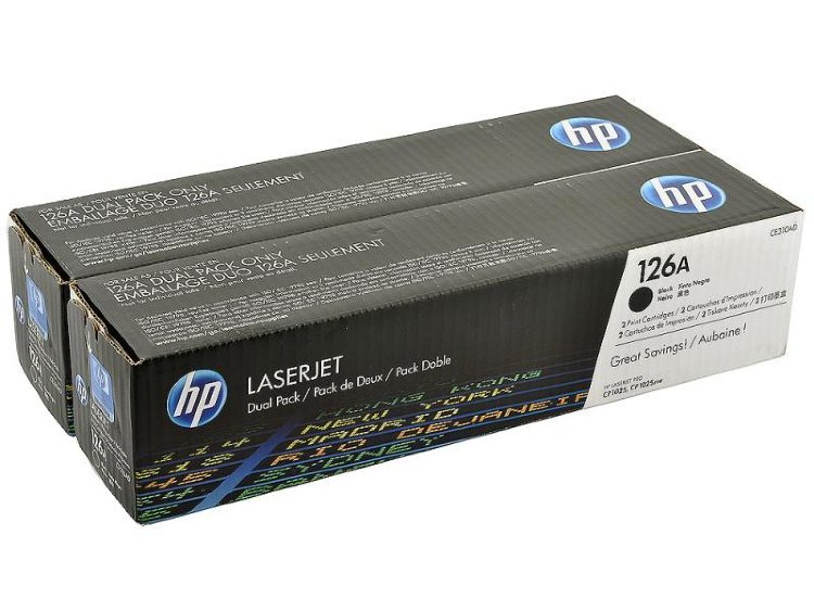 Комплект картриджей HP CE310AD 126A оригинальный чёрный для принтеров HP LASERJET PRO CP1025 | HP LASERJET PRO CP1025nw
