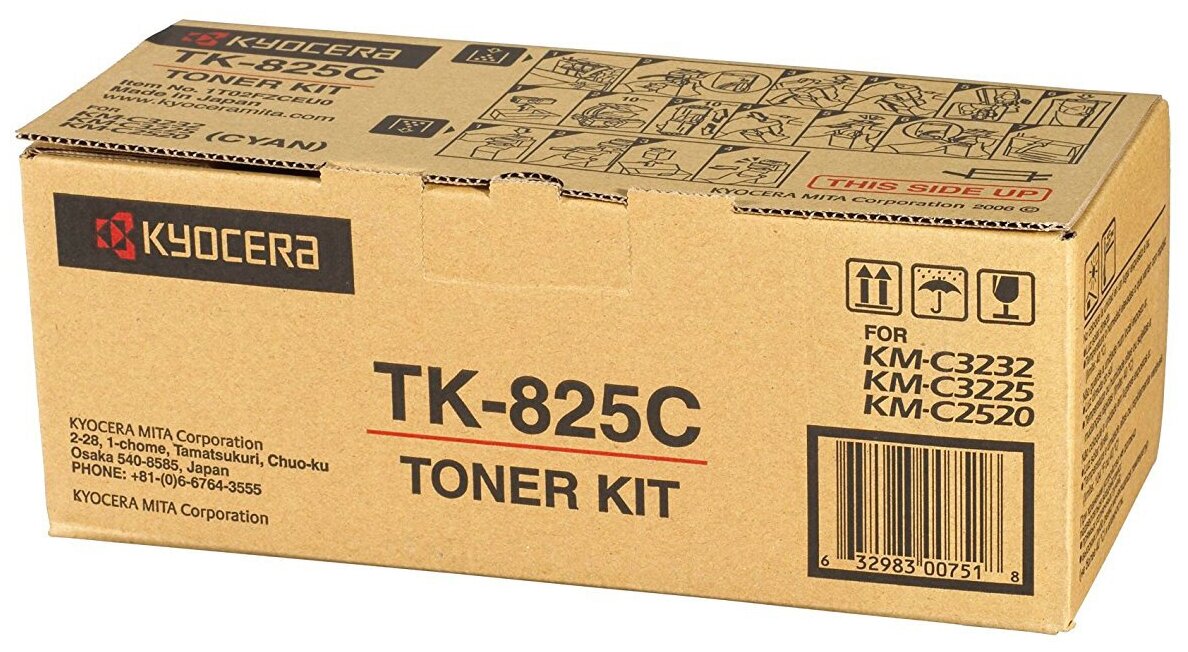 Картридж Kyocera 1T02FZCEU0 TK-825C оригинальный синий для принтеров Kyocera KM-C2520 | Kyocera KM-C2525E | Kyocera KM-C3232 | Kyocera KM-C3232E | Kyocera KM-C4035E