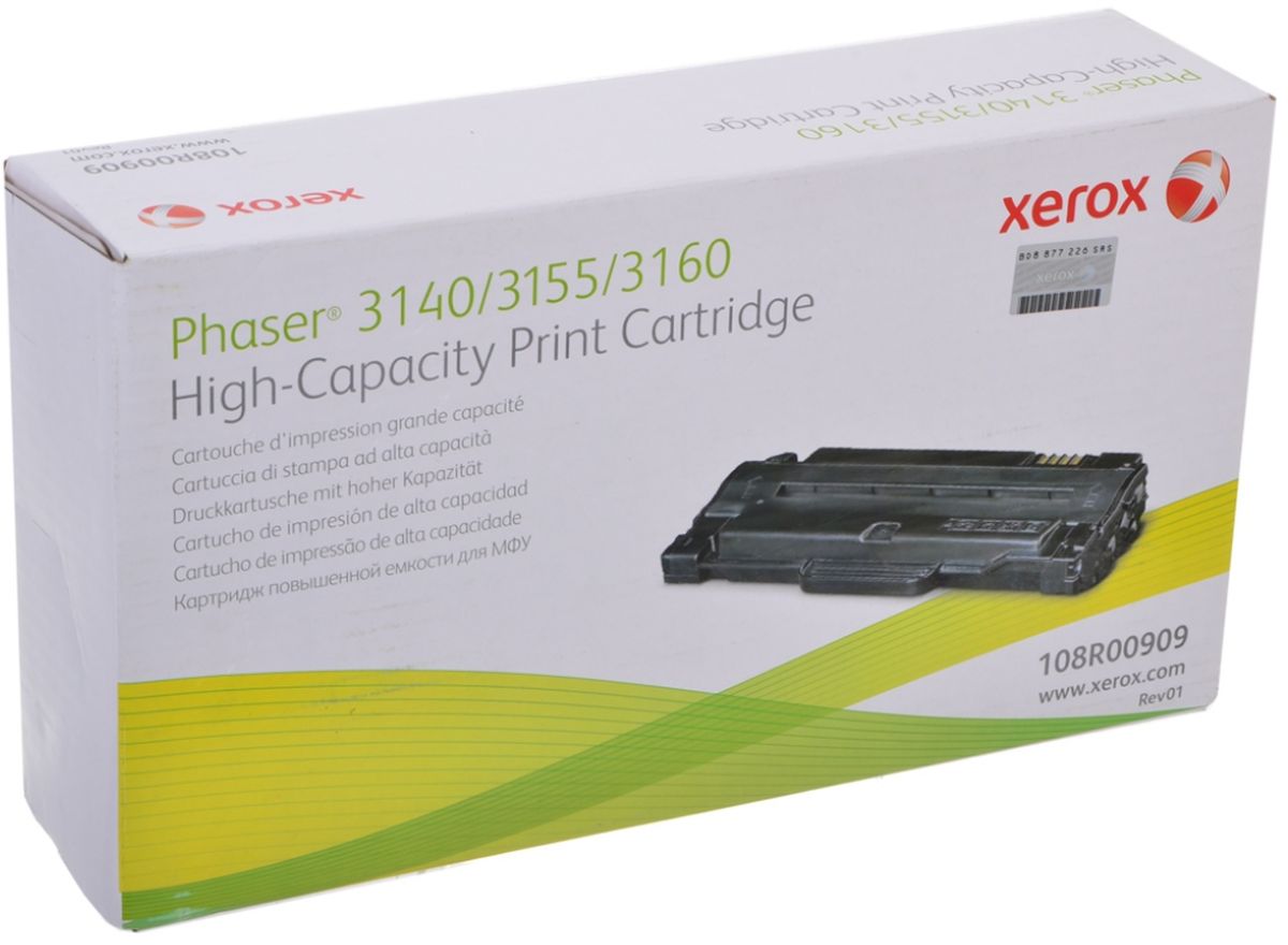 Картридж Xerox 108R00909 оригинальный чёрный для принтеров Xerox Phaser 3140 | Xerox Phaser 3155 | Xerox Phaser 3160