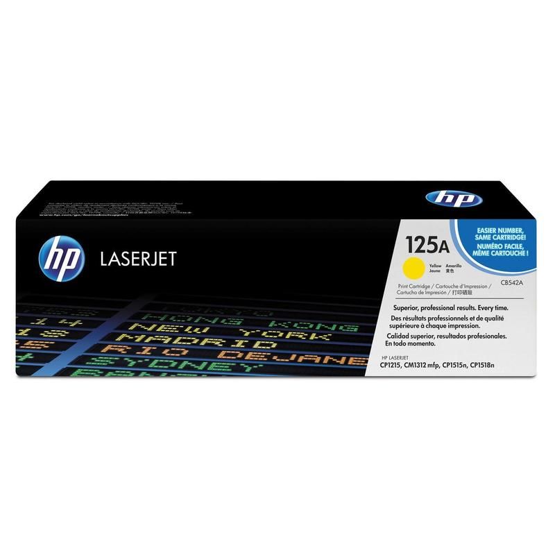 Картридж HP CB542A 125A оригинальный желтый для принтеров HP LASERJET CP1215 | HP LASERJET CM1312 mfp | HP LASERJET CP1515n | HP LASERJET CP1518n
