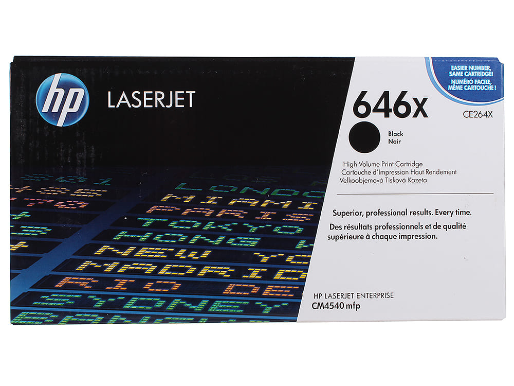 Картридж HP CE264X 646X оригинальный чёрный для принтеров HP LaserJet Enterprise CM4540mfp