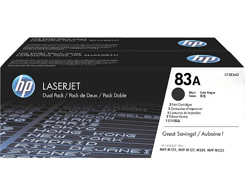 Комплект картриджей HP CF283AF 83A оригинальный чёрный для принтеров HP Laserjet Pro MFP M125 | HP Laserjet Pro MFP M127 | HP Laserjet Pro M201 | HP Laserjet Pro MFP M225