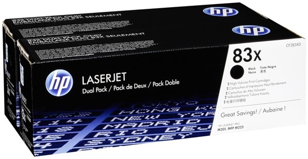 Комплект картриджей HP CF283XF (CF283XD) 83X оригинальный чёрный для принтеров HP Laserjet Pro M201 | HP Laserjet Pro MFP M225