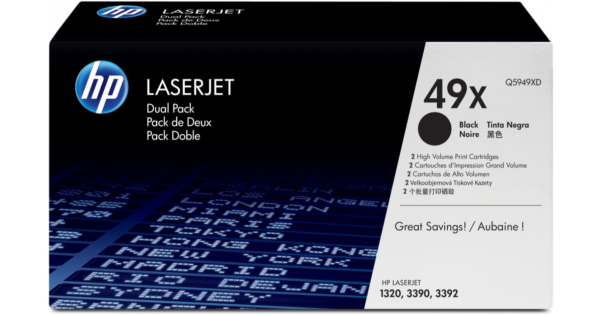 Комплект картриджей HP Q5949XD 49X оригинальный чёрный для принтеров HP Laserjet 1320 | HP Laserjet 3390 | HP Laserjet 3392