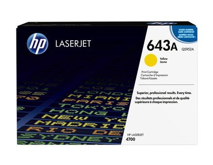 Картридж HP Q5952A 643A оригинальный жёлтый для принтеров HP Laserjet 4700