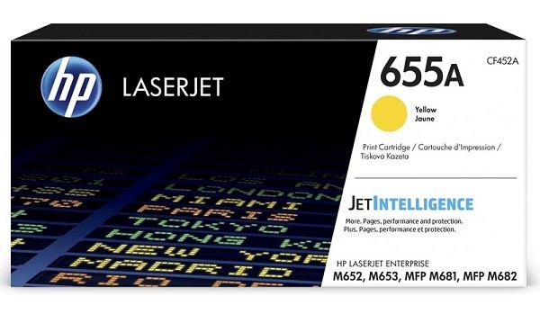 Картридж HP CF452A 655A оригинальный желтый для принтеров HP Laserjet Enterprise M652 | HP Laserjet Enterprise M653 | HP Laserjet Enterprise MFP M681 | HP Laserjet Enterprise MFP M682