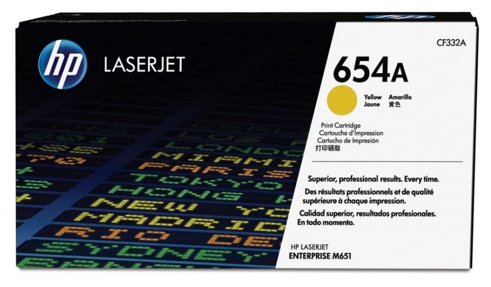 Картридж HP CF332A 654A оригинальный желтый для принтеров HP Laserjet Enterprise M651
