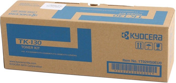 Картридж Kyocera 1T02HS0EUC TK-130 оригинальный чёрный для принтеров Kyocera FS-1028MFP | Kyocera FS-1128MFP | Kyocera FS-1300D | Kyocera FS-1300DN | Kyocera FS-1350DN