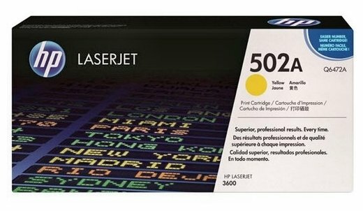 Картридж HP Q6472A 502A оригинальный жёлтый для принтеров HP Laserjet 3600