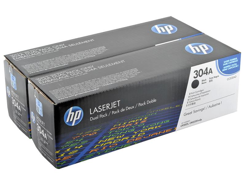 Комплект картриджей HP CC530AD 304A оригинальный чёрный для принтеров HP LASERJET CP2025 | HP LASERJET CM2320 mfp