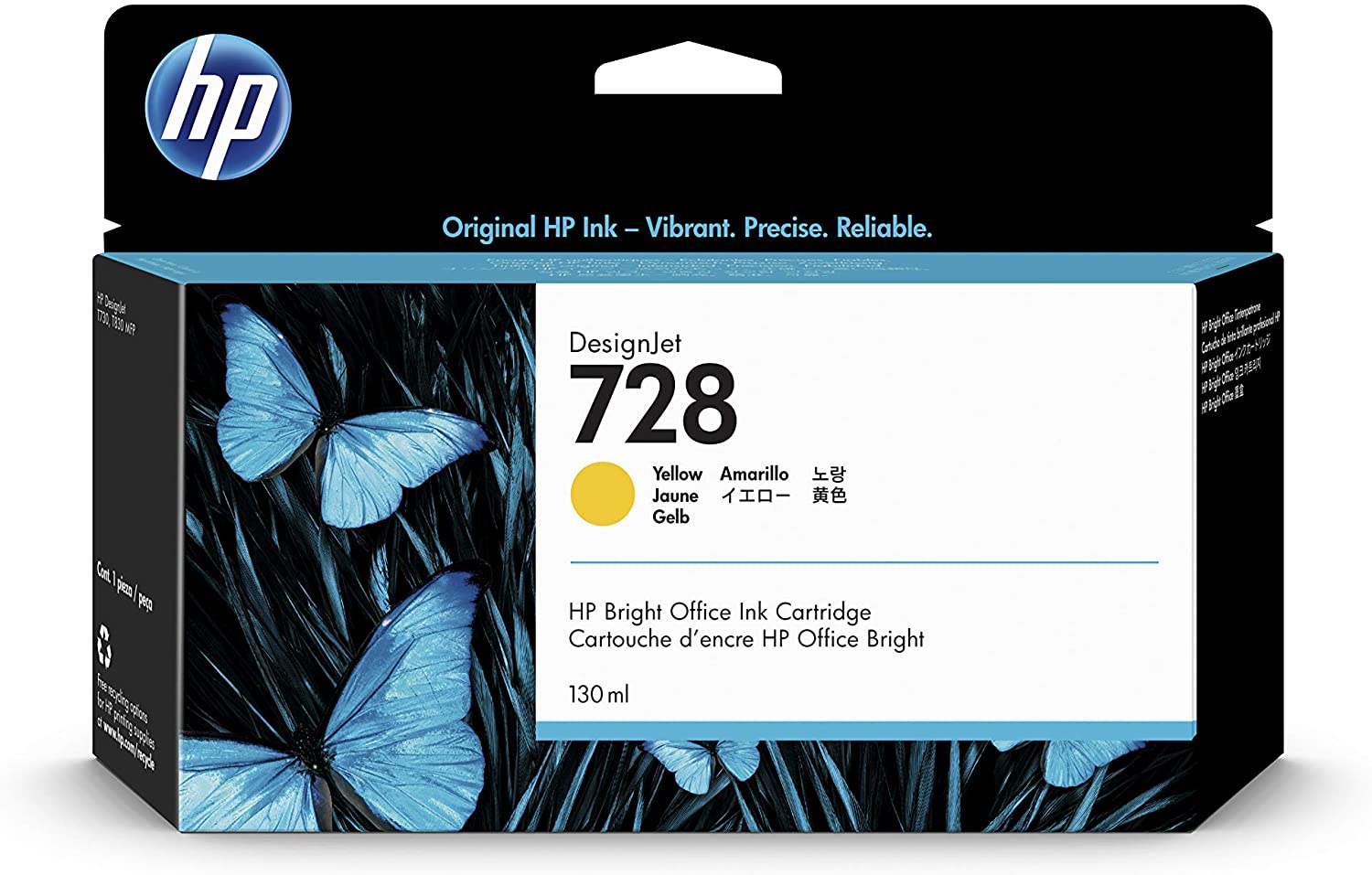 Картридж HP F9J65A 728 оригинальный жёлтый для принтеров HP DesignJet T730 | HP DesignJet T830