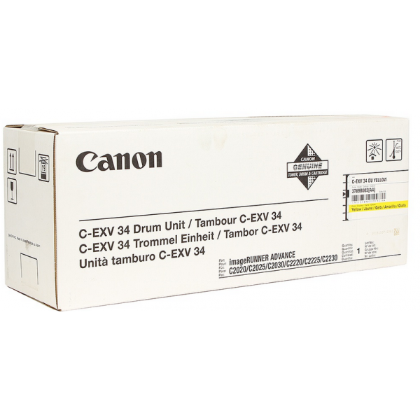 Фотобарабан Canon 3789B003 C-EXV34 Drum Y оригинальный желтый для принтеров Canon imageRUNNER ADVANCE C2020 | Canon imageRUNNER ADVANCE C2025 | Canon imageRUNNER ADVANCE C2030 | Canon imageRUNNER ADVANCE C2220 | Canon imageRUNNER ADVANCE C2225 | Canon ima