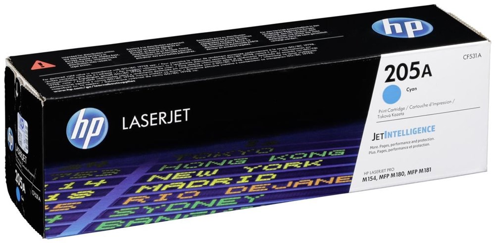 Картридж HP CF531A 205A оригинальный синий для принтеров HP LASERJETPRO M154 | HP LASERJETPRO MFP M 160 | HP LASERJETPRO MFP M181