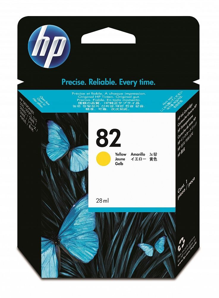 Картридж HP C4913A 82 оригинальный желтый для принтеров HP DesignJet 500 | HP DesignJet 500 plus | HP DesignJet 510 | HP DesignJet 800 | HP DesignJet 815mfp | HP DesignJet 820mfp | HP DesignJet cc800ps