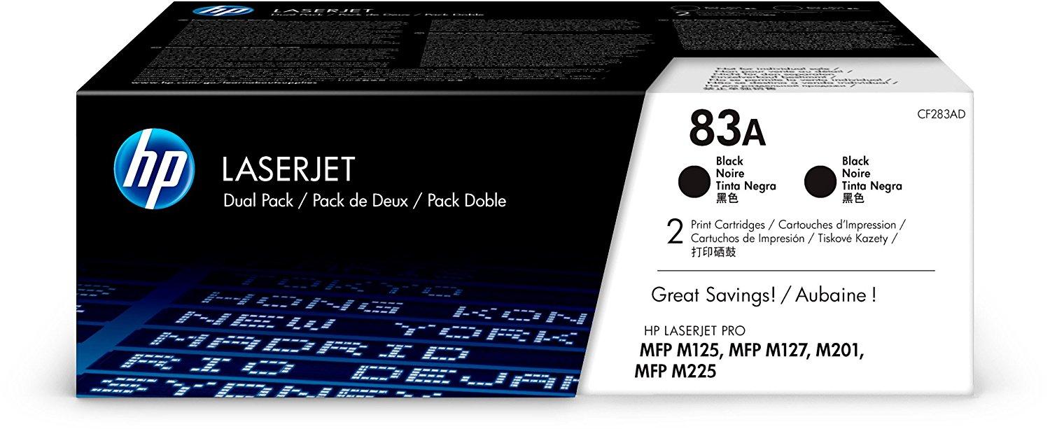 Комплект картриджей HP CF283AD (CF283AF) 83A оригинальный чёрный для принтеров HP Laserjet Pro MFP M125 | HP Laserjet Pro MFP M127 | HP Laserjet Pro M201 | HP Laserjet Pro MFP M225