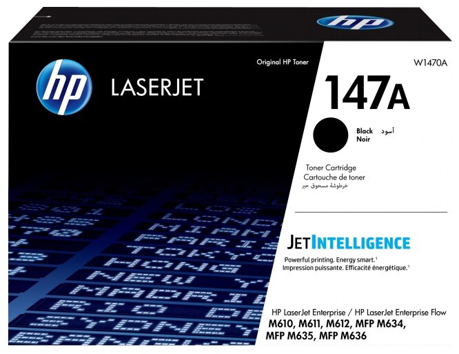 Картридж HP W1470A 147A оригинальный чёрный для принтеров HP Laserjet Enterprise M610 | HP Laserjet Enterprise M611 | HP Laserjet Enterprise M612 | HP Laserjet Enterprise MFP M634 | HP Laserjet Enterprise MFP M635 | HP Laserjet Enterprise MFP M636