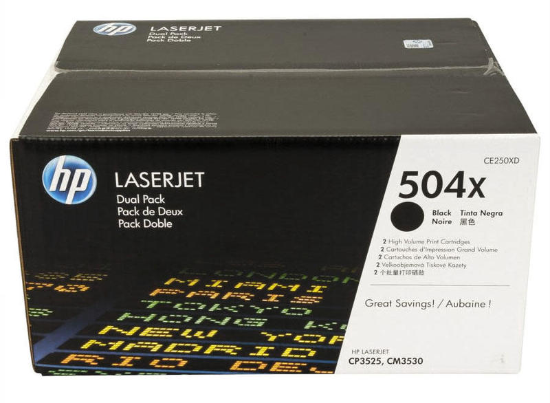Комплект картриджей HP CE250XD 504X оригинальный чёрный для принтеров HP LASERJET CP3525 | HP LASERJET CM 3530