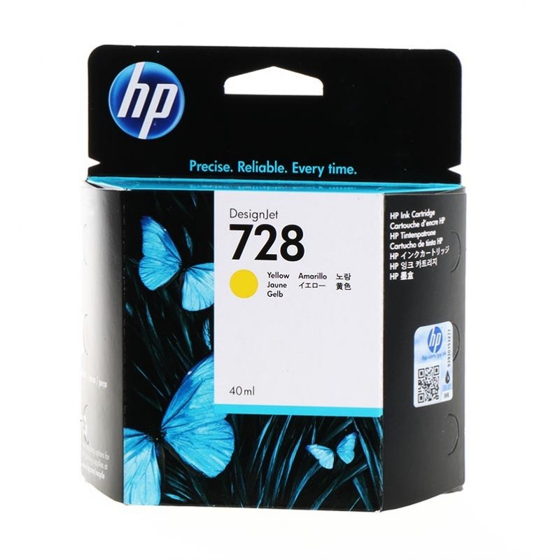 Картридж HP F9J61A 728 оригинальный жёлтый для принтеров HP DesignJet T730 | HP DesignJet T830