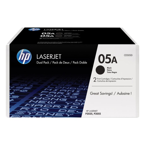 Комплект картриджей HP CE505D 05A оригинальный чёрный для принтеров HP LASERJET P2035 | HP LASERJET P2055