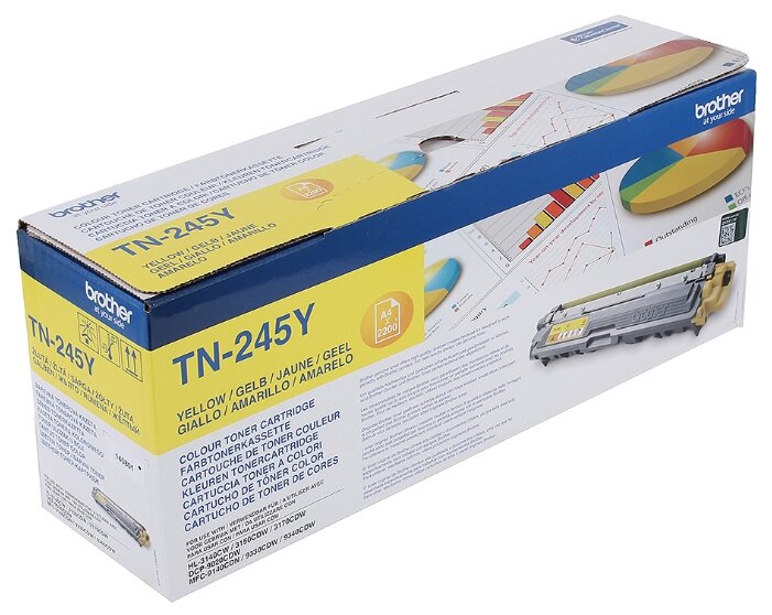 Картридж Brother TN-245Y оригинальный желтый для принтеров Brother HL-3140CW | Brother HL-3150CDW | Brother HL-3170CDW | Brother DCP-9020CDW | Brother MFC-4140CDW | Brother MFC-9330CDW | Brother MFC-9340CDW