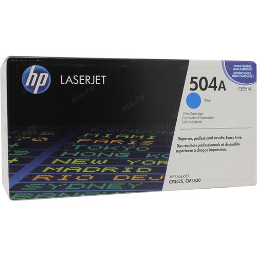 Картридж HP CE251A 504A оригинальный синий для принтеров HP LASERJET CP3525 | HP LASERJET CM 3530