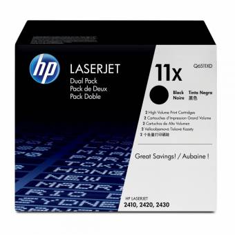 Комплект картриджей HP Q6511XD 11X оригинальный чёрный для принтеров HP Laserjet 2410 | HP Laserjet 2420 | HP Laserjet 2430