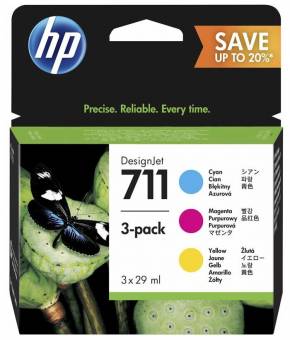 Комплект картриджей HP P2V32A №711 оригинальный цветной для принтеров HP DesignJet T120 | HP DesignJet T520 | HP DesignJet T525