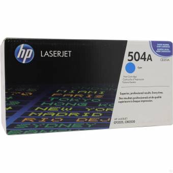 Картридж HP CE251A № 504A оригинальный для принтеров HP Color Laserjet CP3525x, CP3525n, CP3525dn, CM3530, CM3530fs
