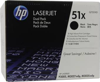 Картридж HP Q7551XD №51Х оригинальный для принтеров HP LaserJet M3027, M3027x, M3035xs MFP, P3005N, P3005D, P3005DN, P3005N, P3005X