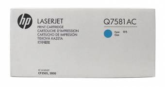 Картридж HP Q7581AC оригинальный синий для принтеров HP Laserjet CP3505 | HP Laserjet 3800